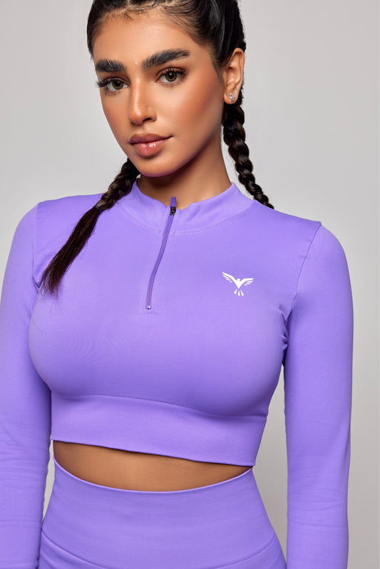 LF Classic 1/4 Zip Crop Top - Lavender